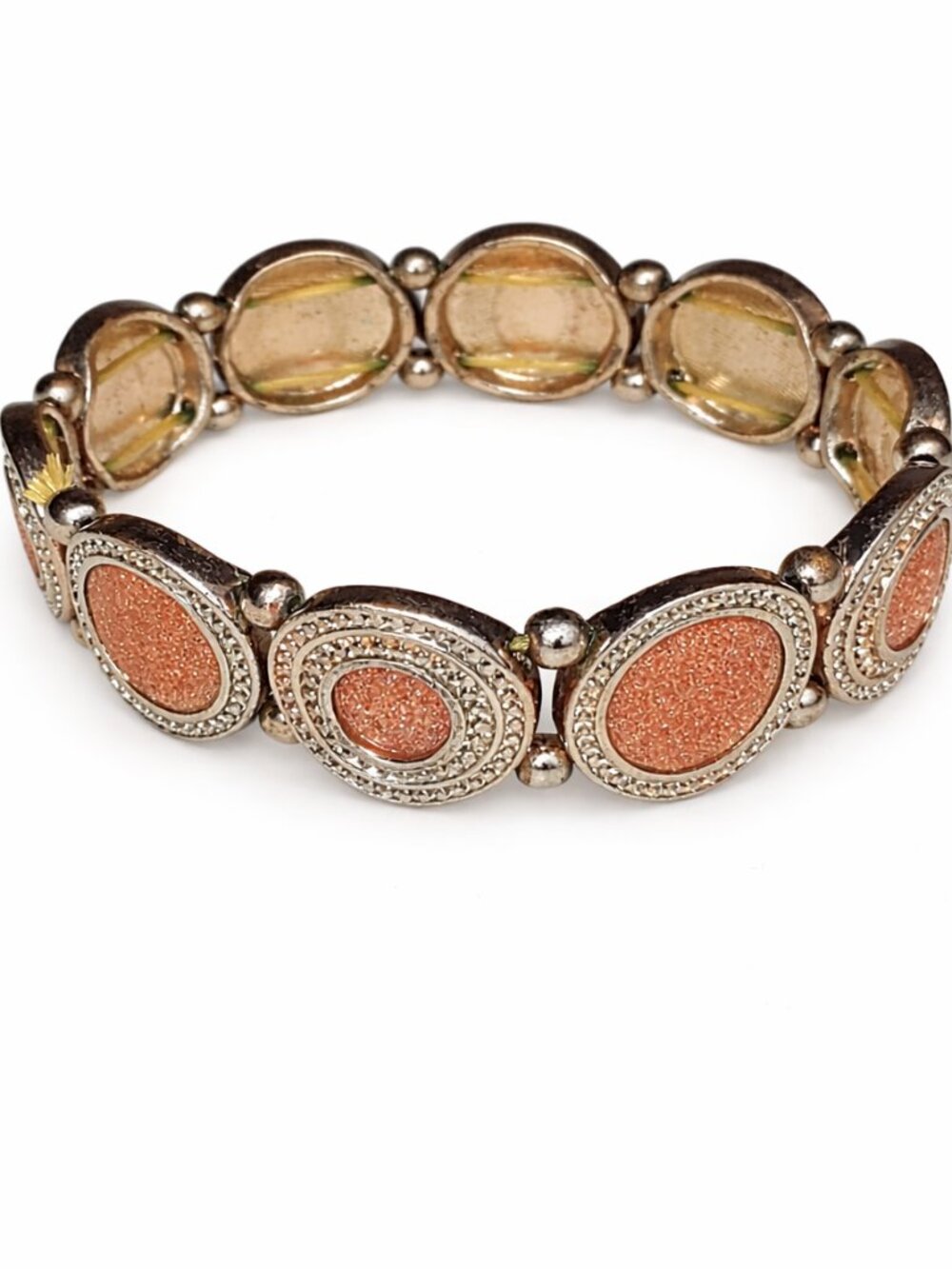 Vintage Goldstone Marcasite Stretch Bracelet - Picture 3 of 4